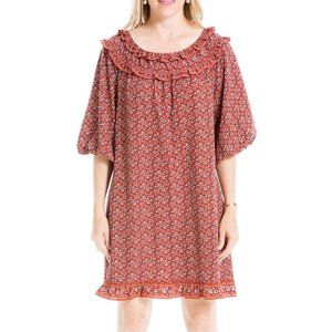 NEW Max Studio Floral Smocked Balloon Sleeve Shift Dress